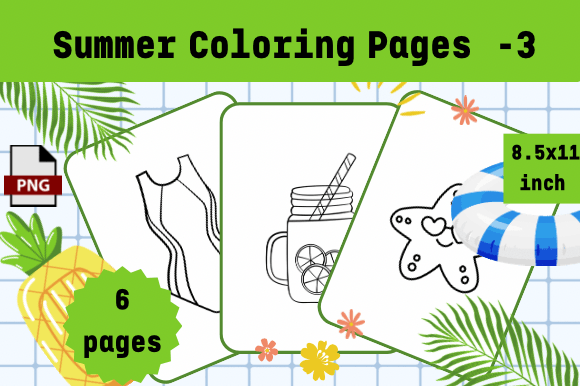 Design With Summer Coloring Pages -3 For KDP Success