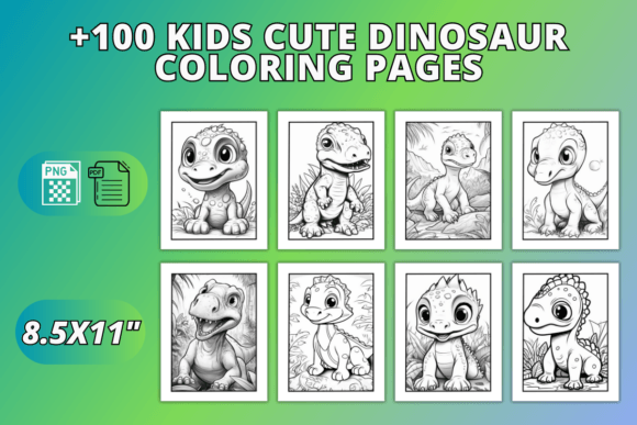 Kids Cute Dinosaur Coloring Pages
