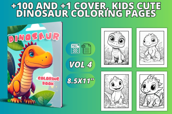 Kids Cute Dinosaur Coloring Pages VOL 4: A Creative Resource for Modern Print on Demand and Low Content Publishing