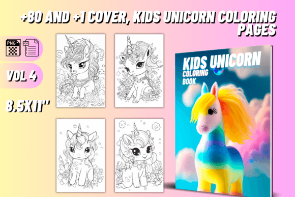 Kids Unicorn Coloring Pages - VOL 4