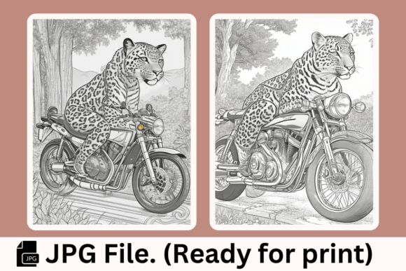 Leopard Motorcycles - Coloring Pages: A Creative Escape for Adults and Kids Alike