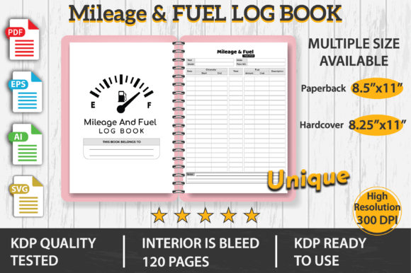 Maximize Your Mileage Tracking with a Professional Mileage and Fuel Log Book KDP Interior
