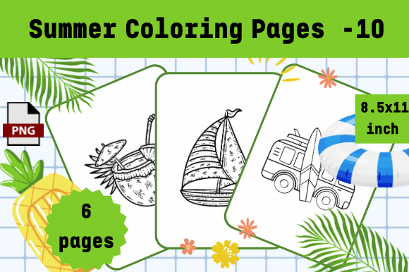 Summer Coloring Pages -10 for KDP Interiors