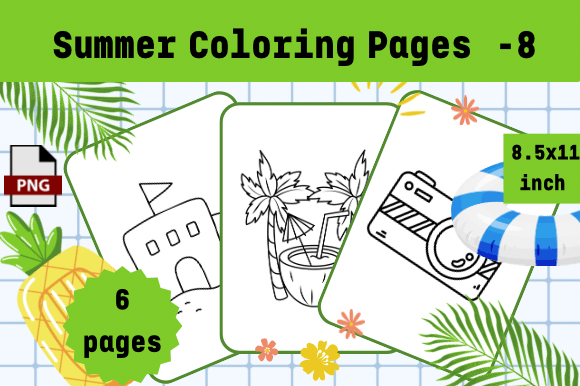 Summer Coloring Pages -8 for Creative KDP Publishing